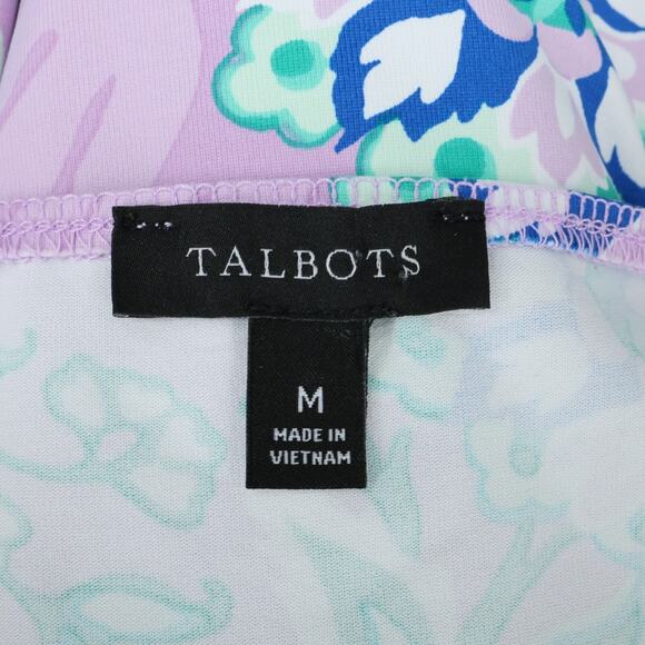 Talbots Dress Womens Medium Lavender Blue Floral Sleeveless Stretch Knit Beach - Picture 3 of 12